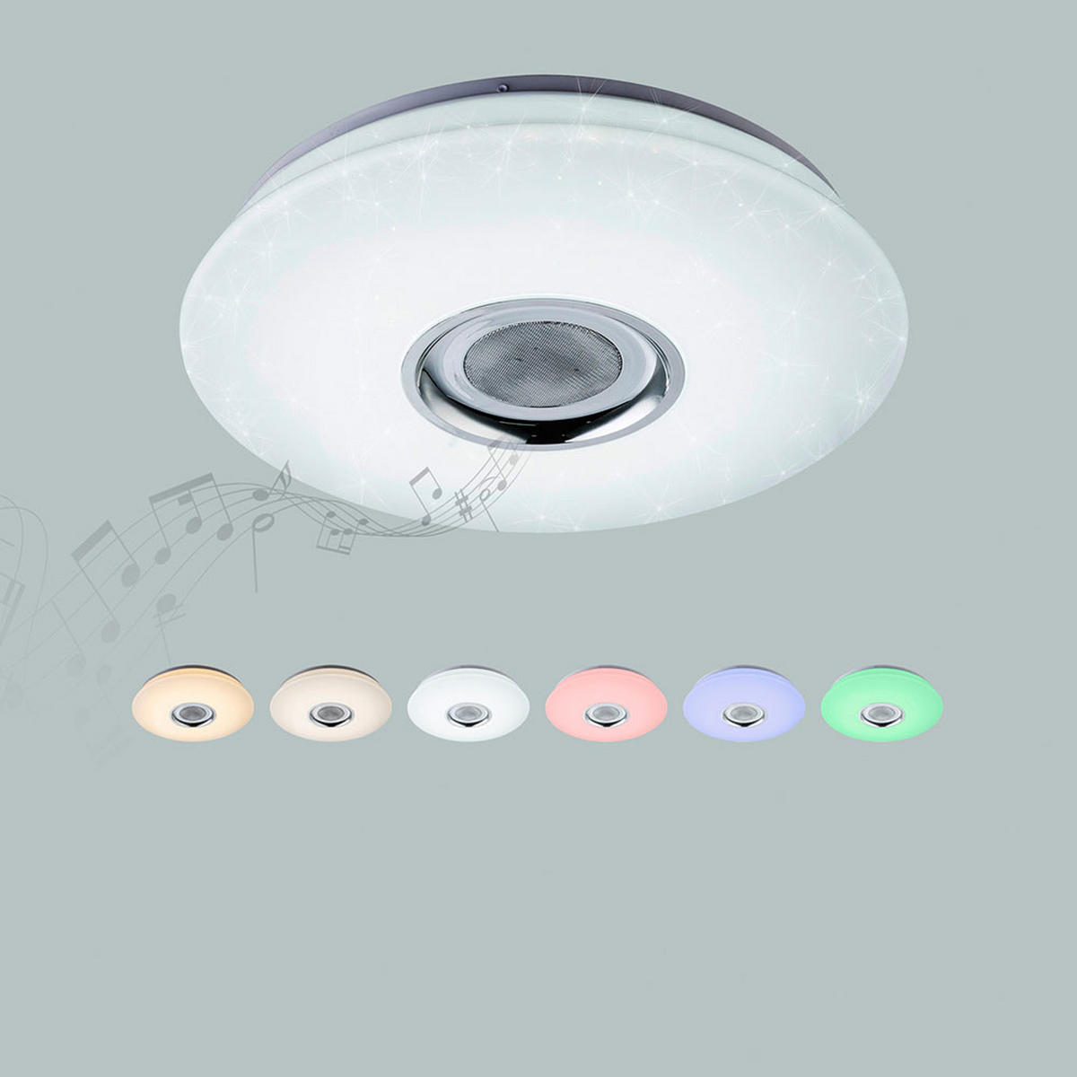 LED DECKENLEUCHTE Weiß mit Bluetooth und Lautsprecher - Weiß, Kunststoff (40/40/7.8cm) - Globo Lighting