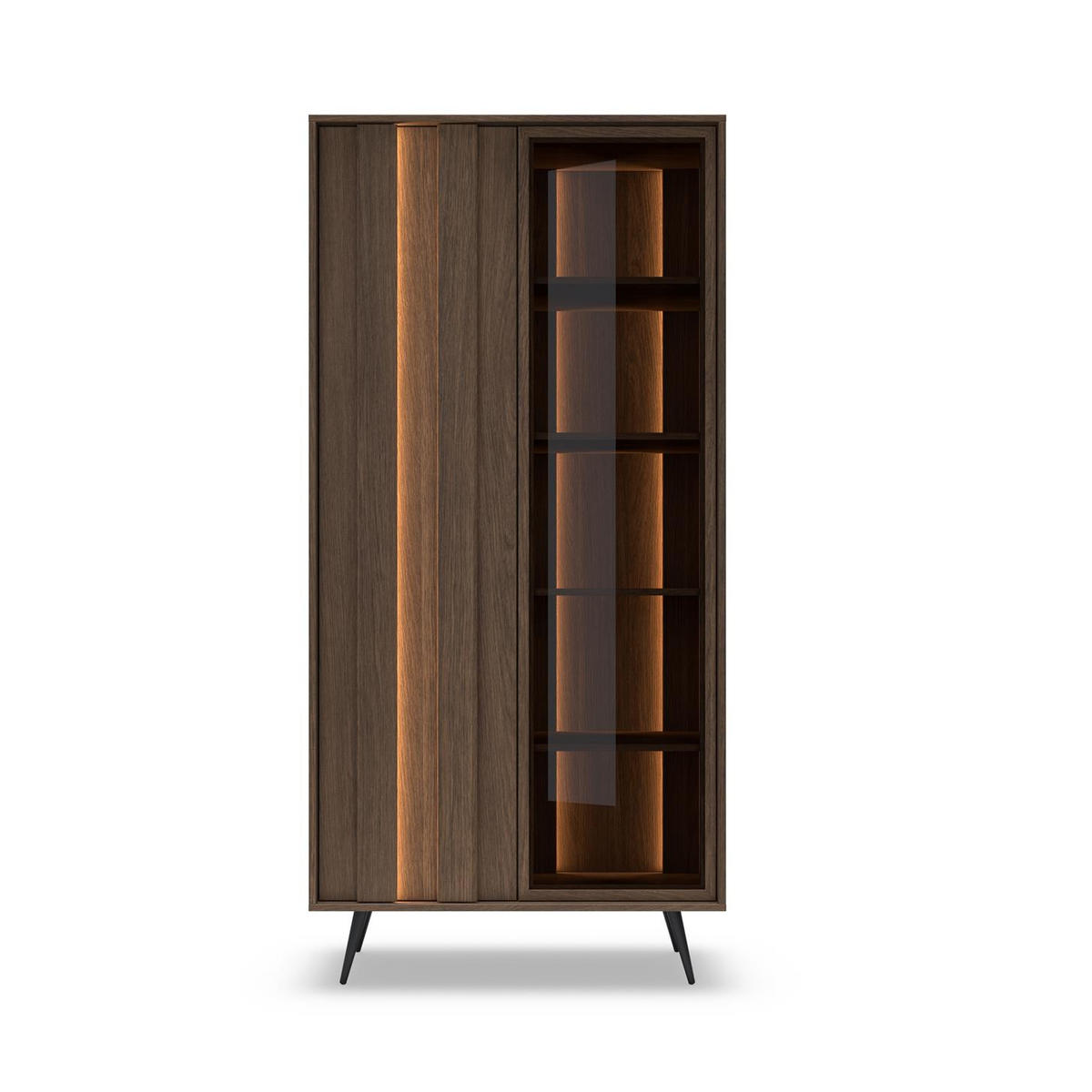 VITRINE Faro, mit Soft-Close und LED - Eichefarben, Holzwerkstoff (94/196/40cm) - Bettso
