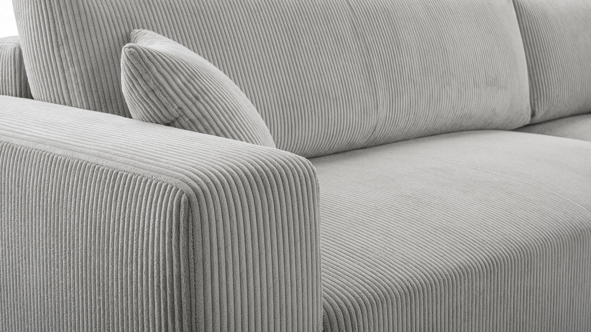 ECKSOFA L Form Catea Hellgrau 279/145/84 cm Rechts mit Schlaffunktion - Hellgrau/Schwarz, Kunststoff/Textil (279/145cm) - AX Living