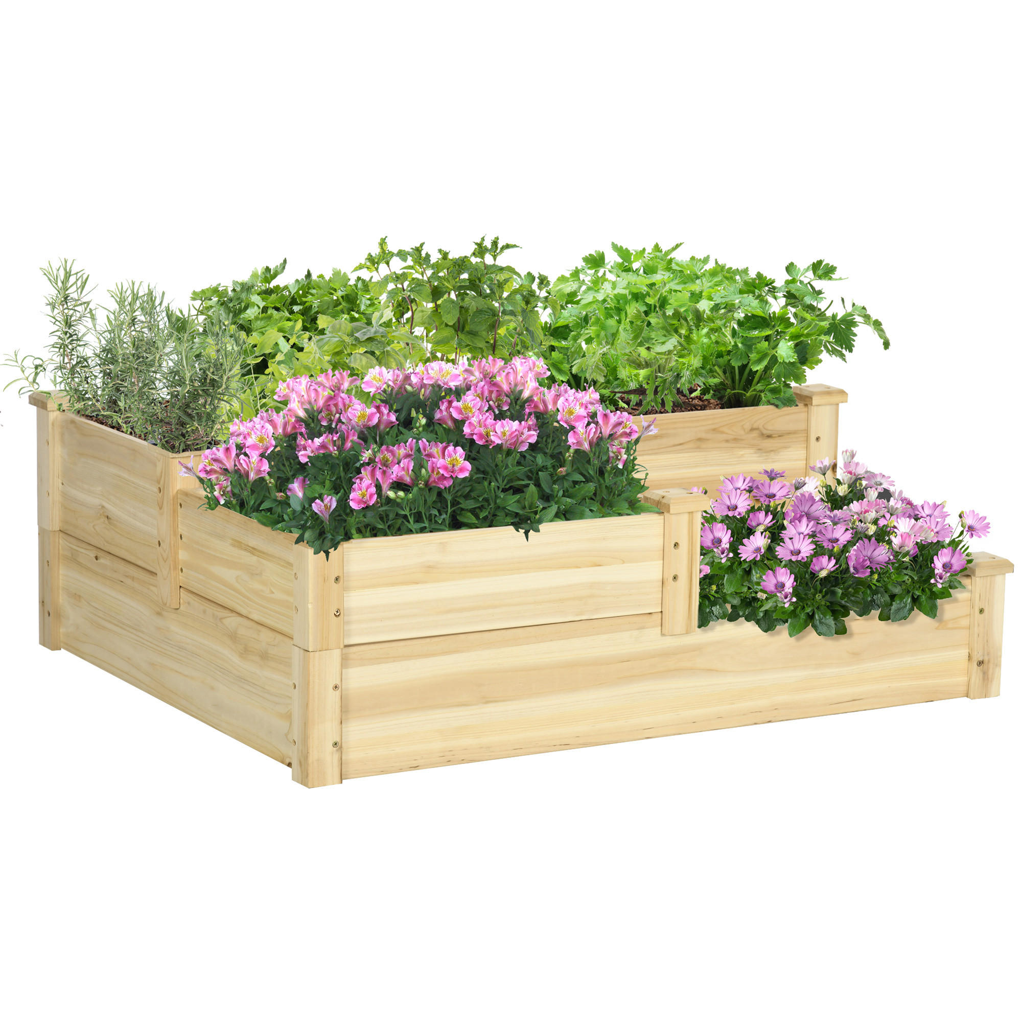 HOCHBEET, Tanne, Naturholz - Naturfarben, Holz (88/36/108cm) - Outsunny