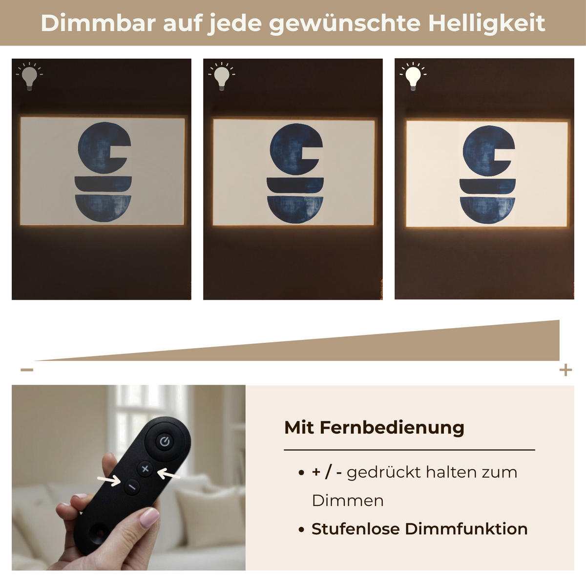 NÁSTĚNNÁ LAMPA S AKUMULÁTOREM Tvary - modrá - abstraktní 100x70 cm - tmavě modrá, kompozitní dřevo (100/70/8cm) - OnlyWow