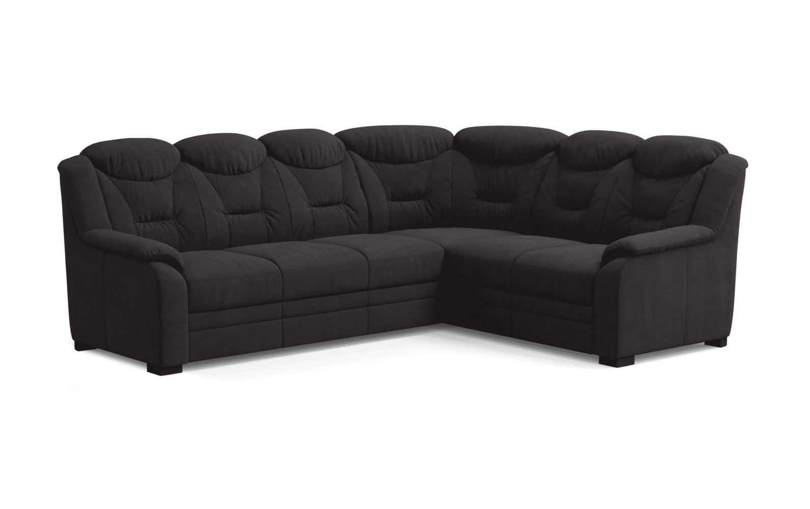 ECKSOFA mit Schlaffunktion und Bettkasten – weiches Chenille-Gewebe - Schwarz Hochglanz/Anthrazit, Holz/Kunststoff (211/263cm) - Cotta