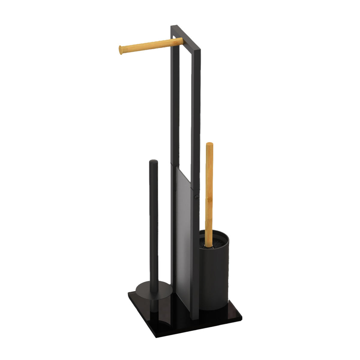 WC-GARNITUR - Schwarz, Holz/Kunststoff (21/65/18cm) - Relaxdays