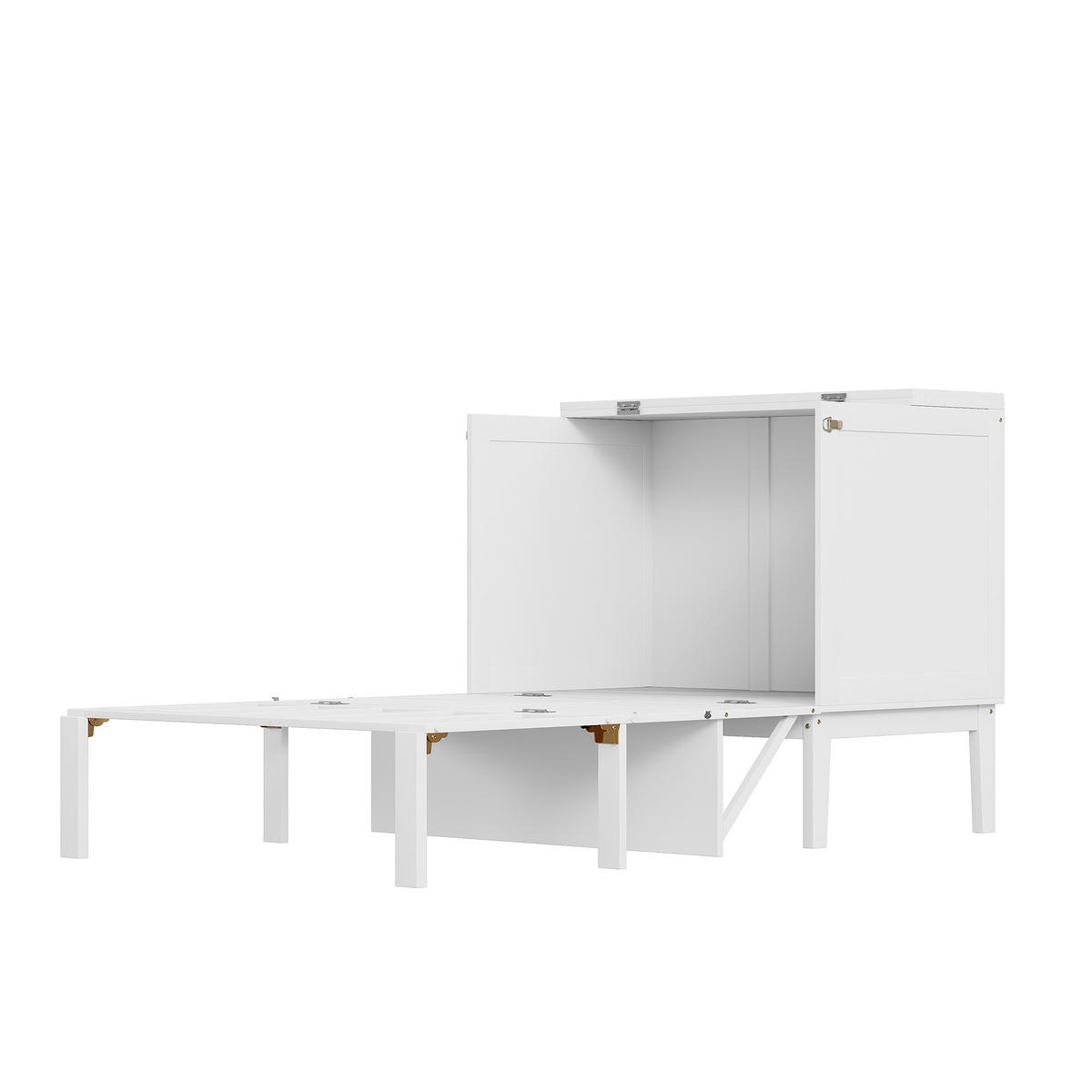 SCHRANKBETT 90/200 cm weiß mit Lattenrost und Stauraum - Weiß, Holz (90/200cm) - OKWISH