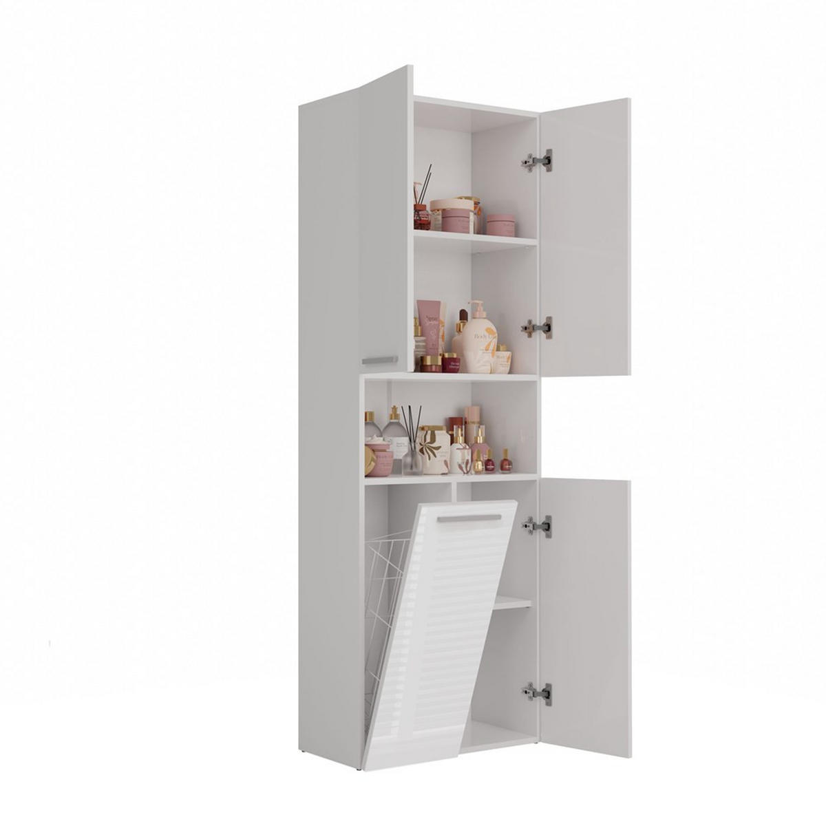 SKRIŇA do kúpeľne - biela, kompozitné drevo (60/174/30cm) - RAUMHIRSCH FURNITURE