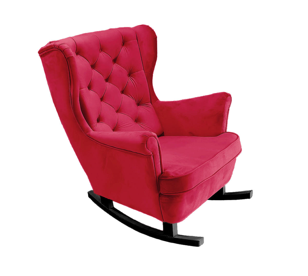 SCHAUKELSESSEL mit gepolstertem Sitz und Armlehnen, 102x81x95 cm, Rot_29837 - Rot/Schwarz, Holz/Textil (81/102/95cm) - DomoHome