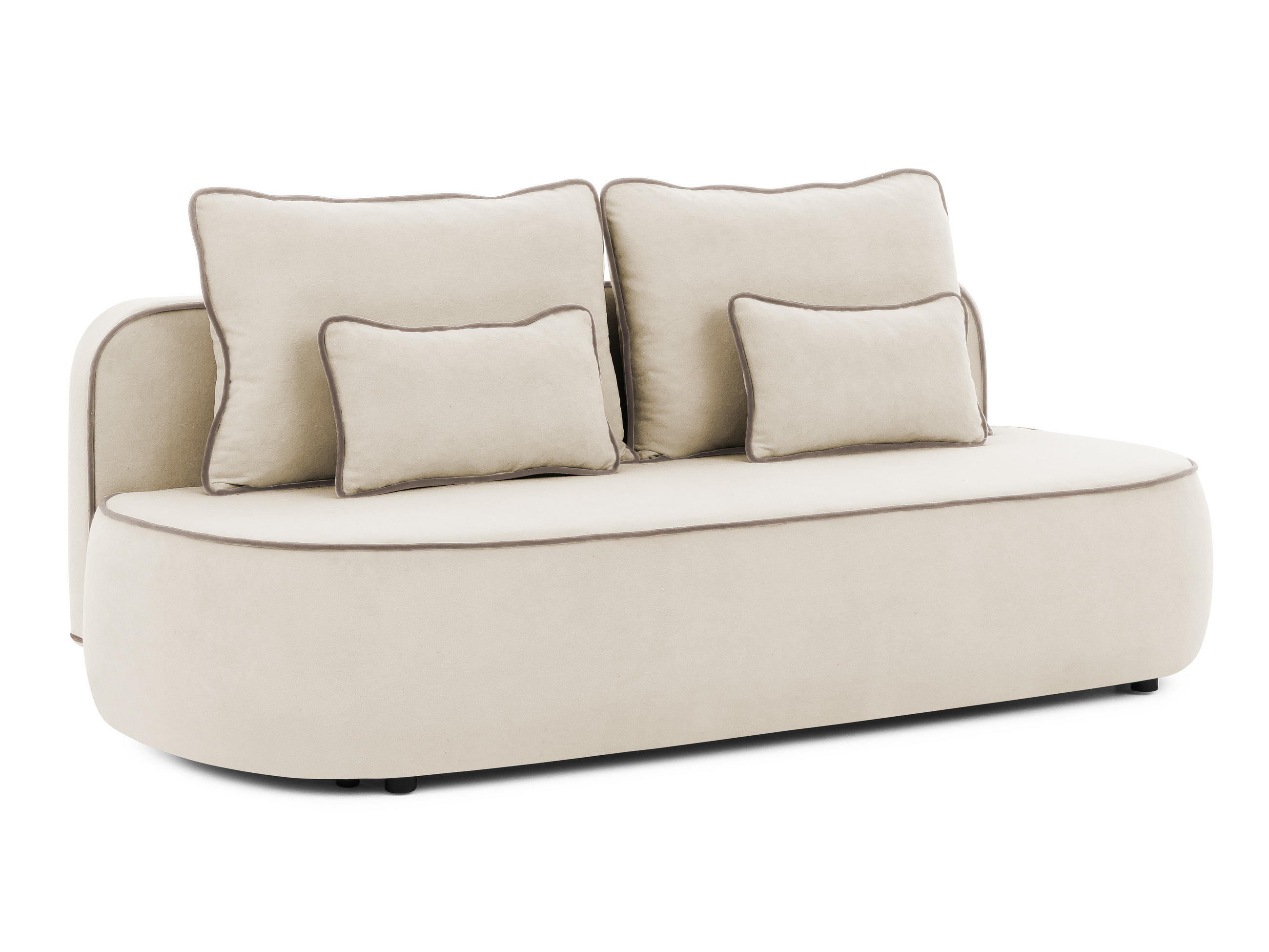 KINDERSOFA Vero im modernen und abgerundeten Design mit Schlaffunktion und Bettkasten aus Beige Plüschstoff mit tauper Paspel - Beige/Schwarz, Holz/Kunststoff (210/90/98cm) - S-Style Möbel