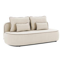 SCHLAFSOFA Vero im modernen und abgerundeten Design mit Bettkasten aus Beige Plüschstoff mit tauper Paspel - Beige/Schwarz, Holz/Kunststoff (210/90/98cm) - S-Style Möbel