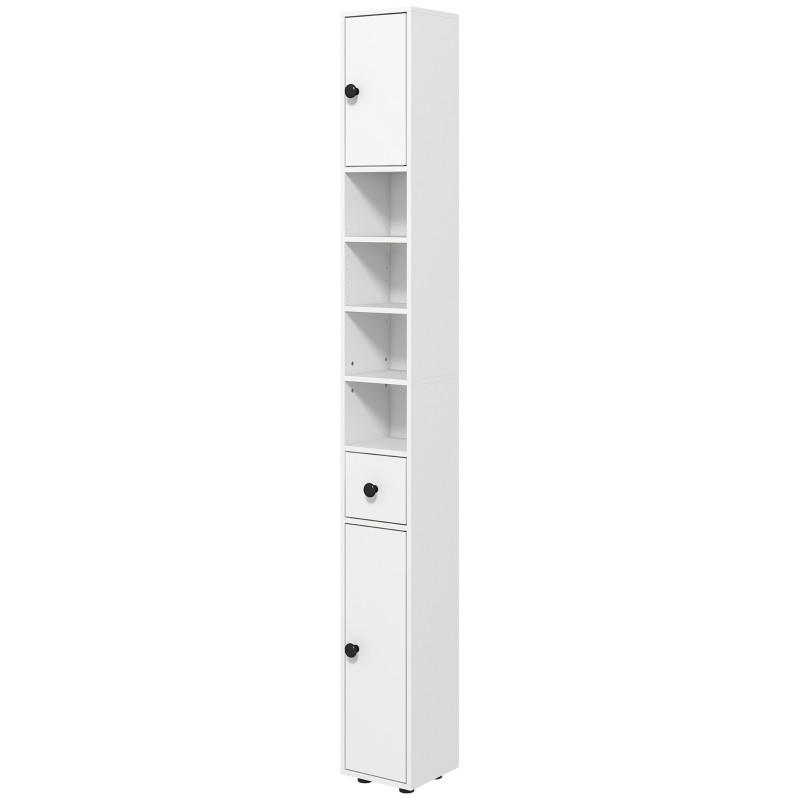 BADEZIMMERSCHRANK Spanplatte Weiß - Weiß, Karton (20/180/20cm) - Kleankin