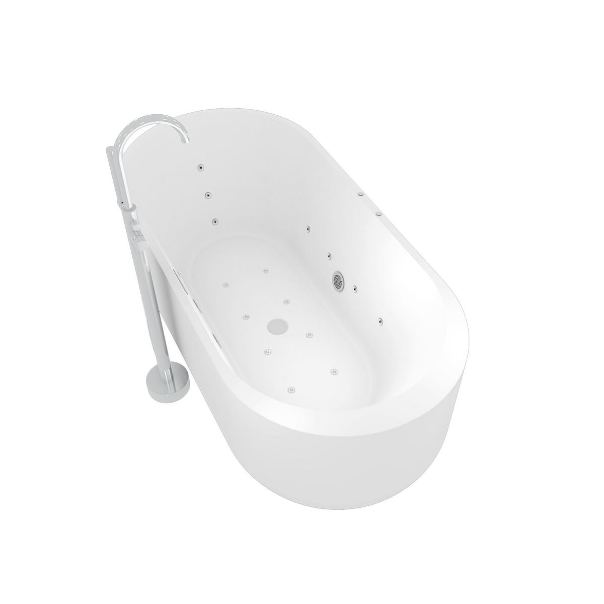 FREISTEHENDE Badewanne F26 170 Whirlpool Armatur AF02 - Weiß, Glas/Kunststoff (80/58/170cm) - AcquaVapore by Sandra Jentho