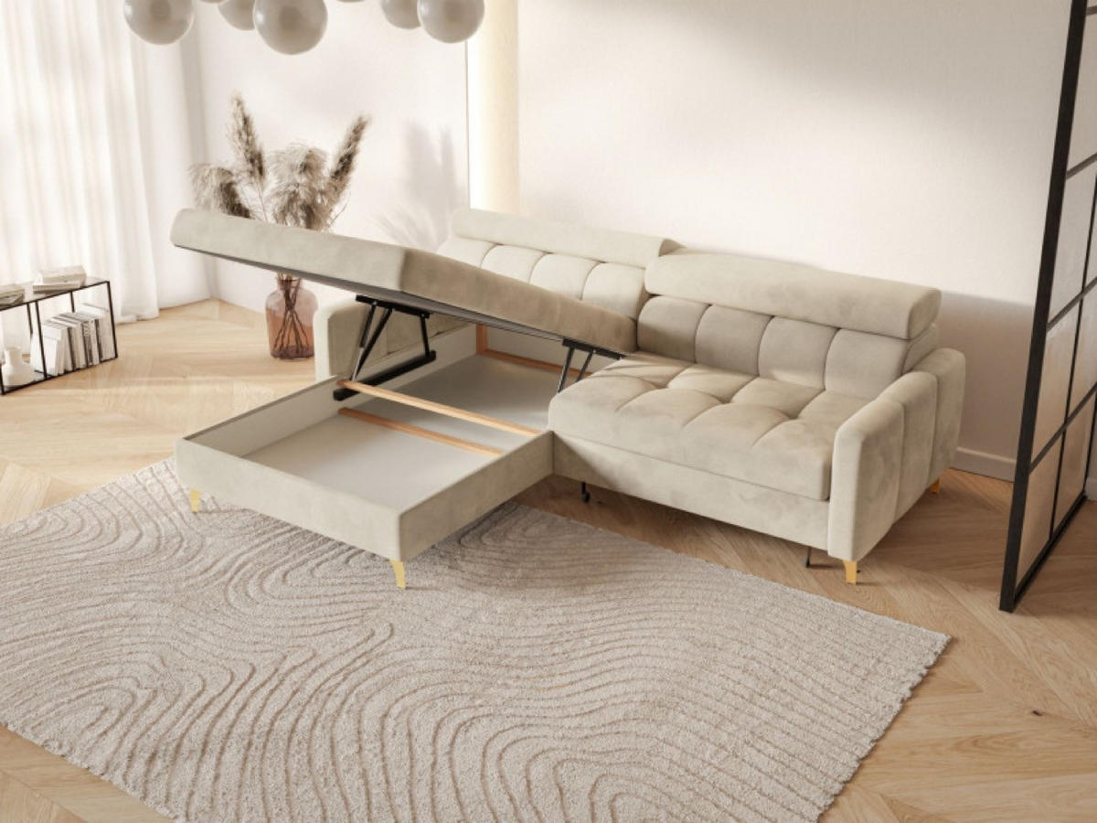 ECKSOFA Creme BAMBINO Mit Verstellbaren Kopfstützen Links - Beige/Creme, Textil (223/174cm) - Sepro Meble