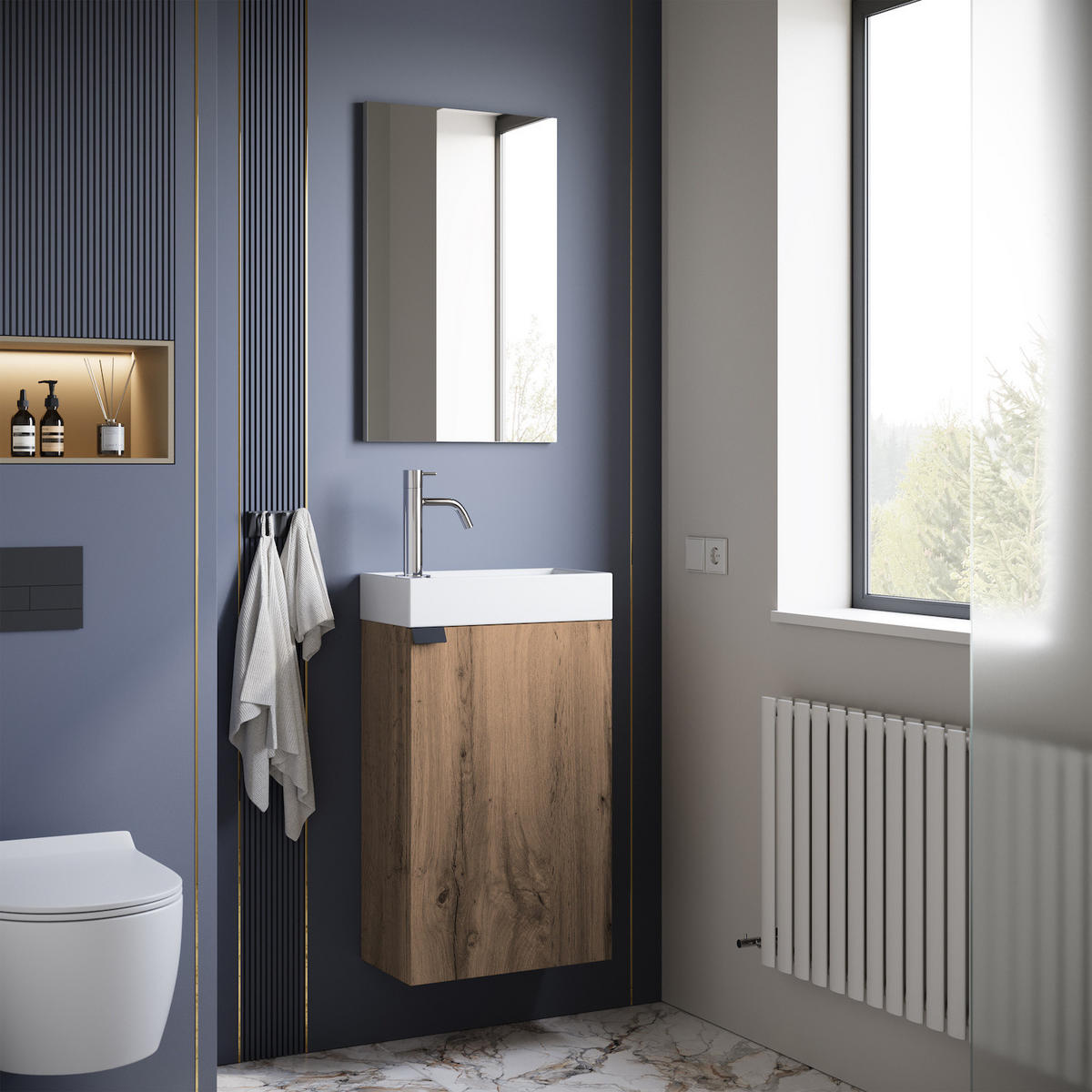 GÄSTE-WC-MÖBELSET Apollo 2 Teile Eiche Braun - 40 x 22 x 64 cm - Eichefarben/Braun, Holz (40/68/22cm) - Badplaats