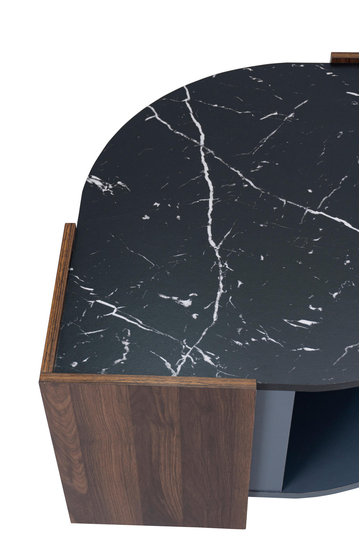 COUCHTISCH DE-071 Marmor/Walnuss Schwarz/Holz - Schwarz, Holzwerkstoff (63/97/40cm) - ComfortXL