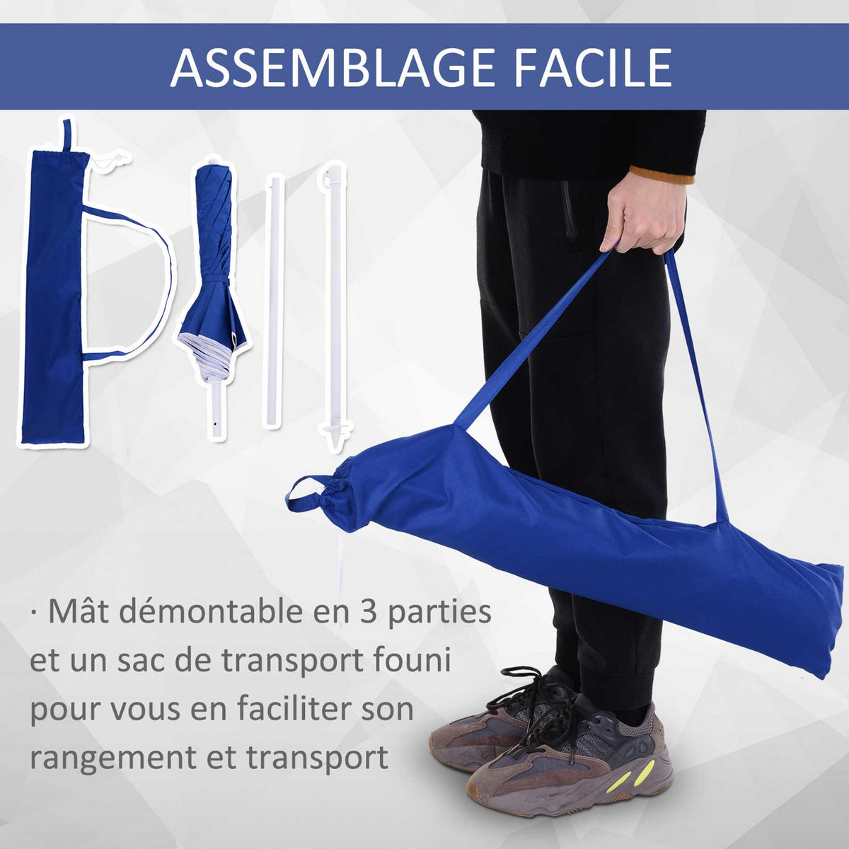 STRANDSCHIRM DE-11383 neigbar, UPF50+, 8 Streben Blau - Blau, Textil (160/160cm) - ComfortXL