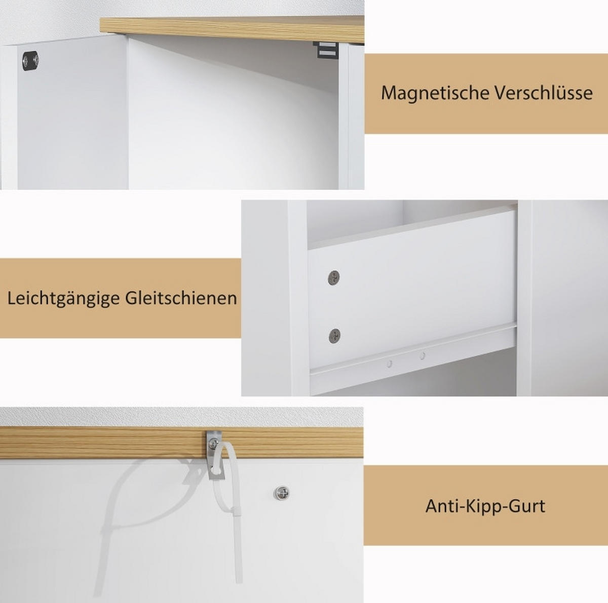 SIDEBOARD 120/35/75,2 cm Weiß aus Holz mit Schublade und Türen - Weiß, Holz (35/75.2/120cm) - OKWISH