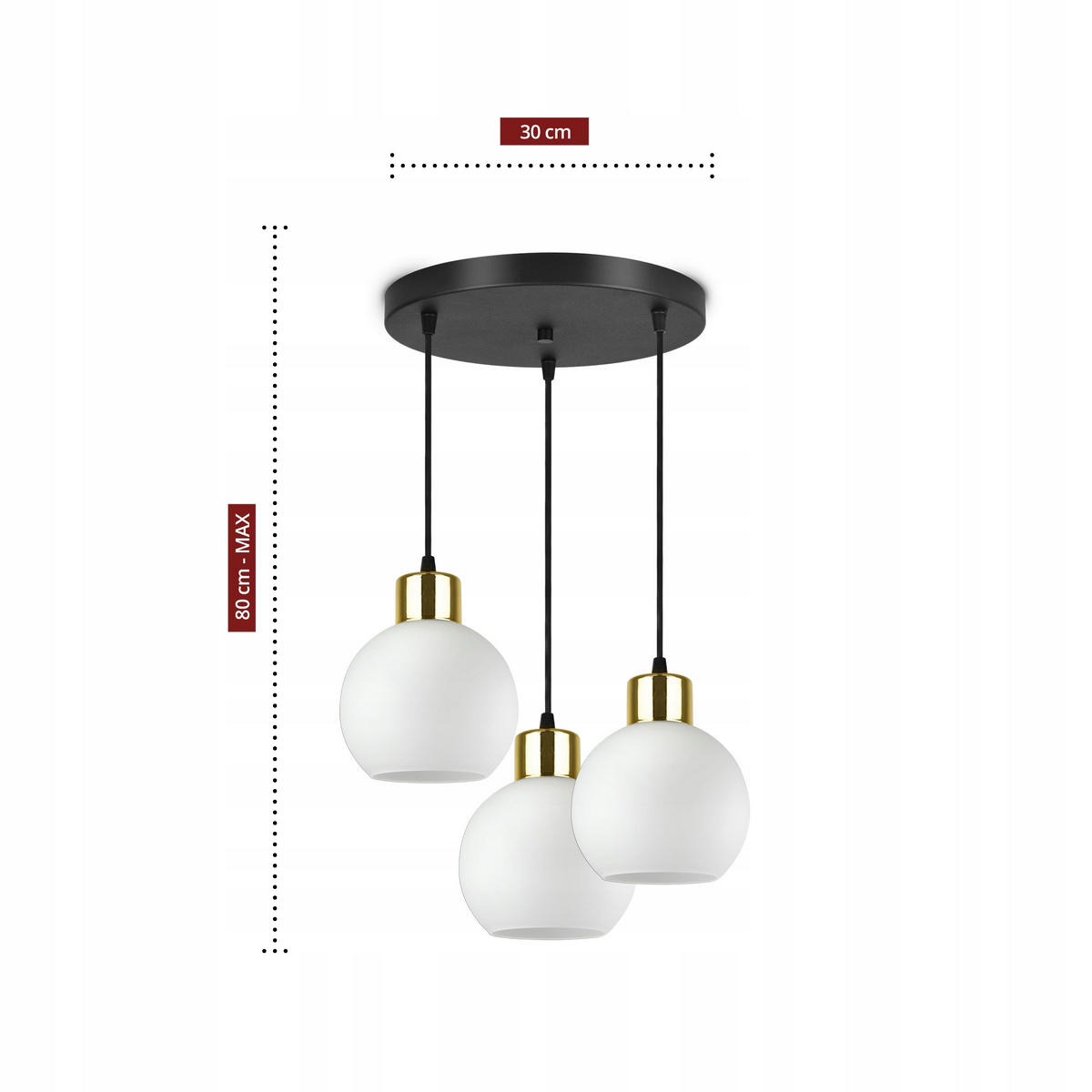 PENDELLEUCHTE Milano Glas - Goldfarben/Schwarz, Glas/Metall (35/35/80cm) - kiki design