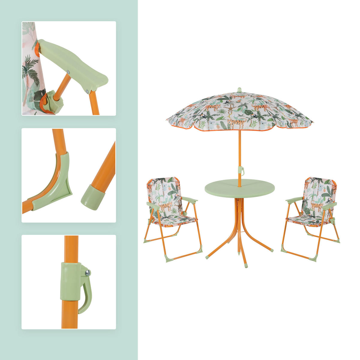 DĚTSKÁ sedací skupina pro kempování - různobarevná, kov/textil (100/126/100cm) - Relaxdays