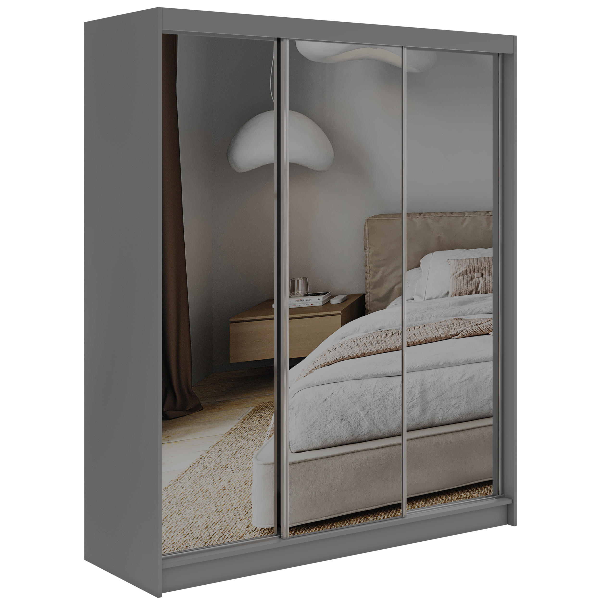 MKS Schwebetürenschrank Grau 180x216x61 cm