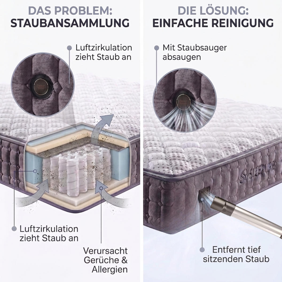 TASCHENFEDERKERNMATRATZE Bambi Sleepure Matratze 140x200 cm, Höhe ca.: 31 cm, H2 + H3 = mittel + fest, 7-Zonen - Grau, Textil (140/200cm) - Bambi