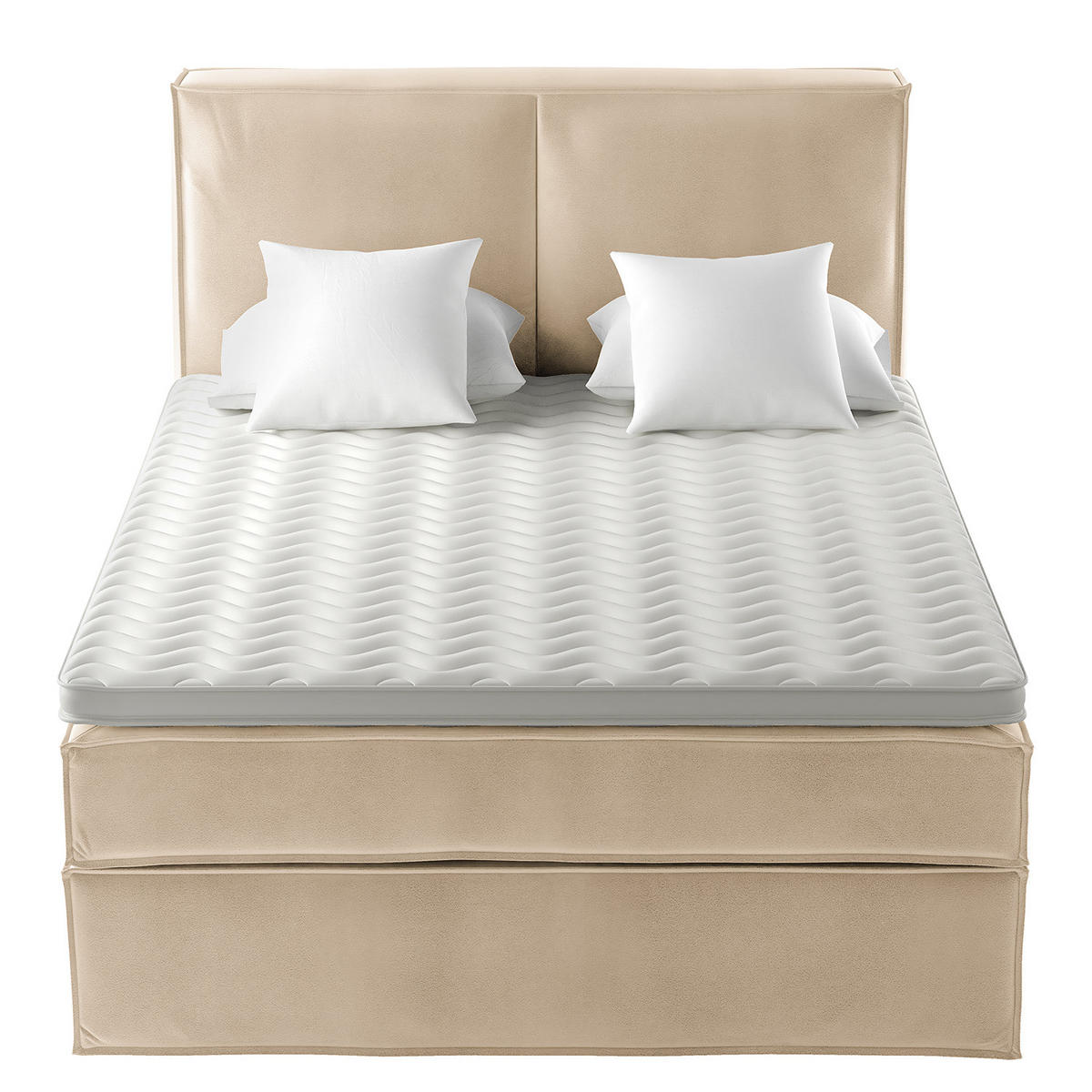 BOXSPRINGBETT mit Kopfteil - Premium - Beige, Textil (140/200cm) - home24