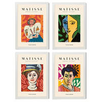 POSTER Set mit 4 Illustrationen von Matisse A4 Weißer Rahmen - Weiß, Papier (29.7/3cm) - Nacnic
