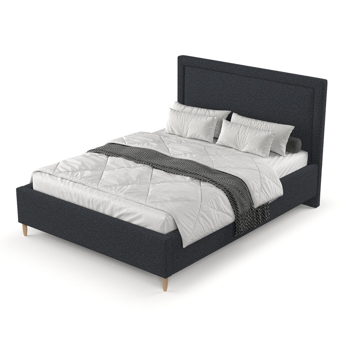 POLSTERBETT Vega 140/200 cm Anthrazit im Riva Stoff - Anthrazit/Naturfarben, Holz/Holzwerkstoff (140/200cm) - AltaBeds