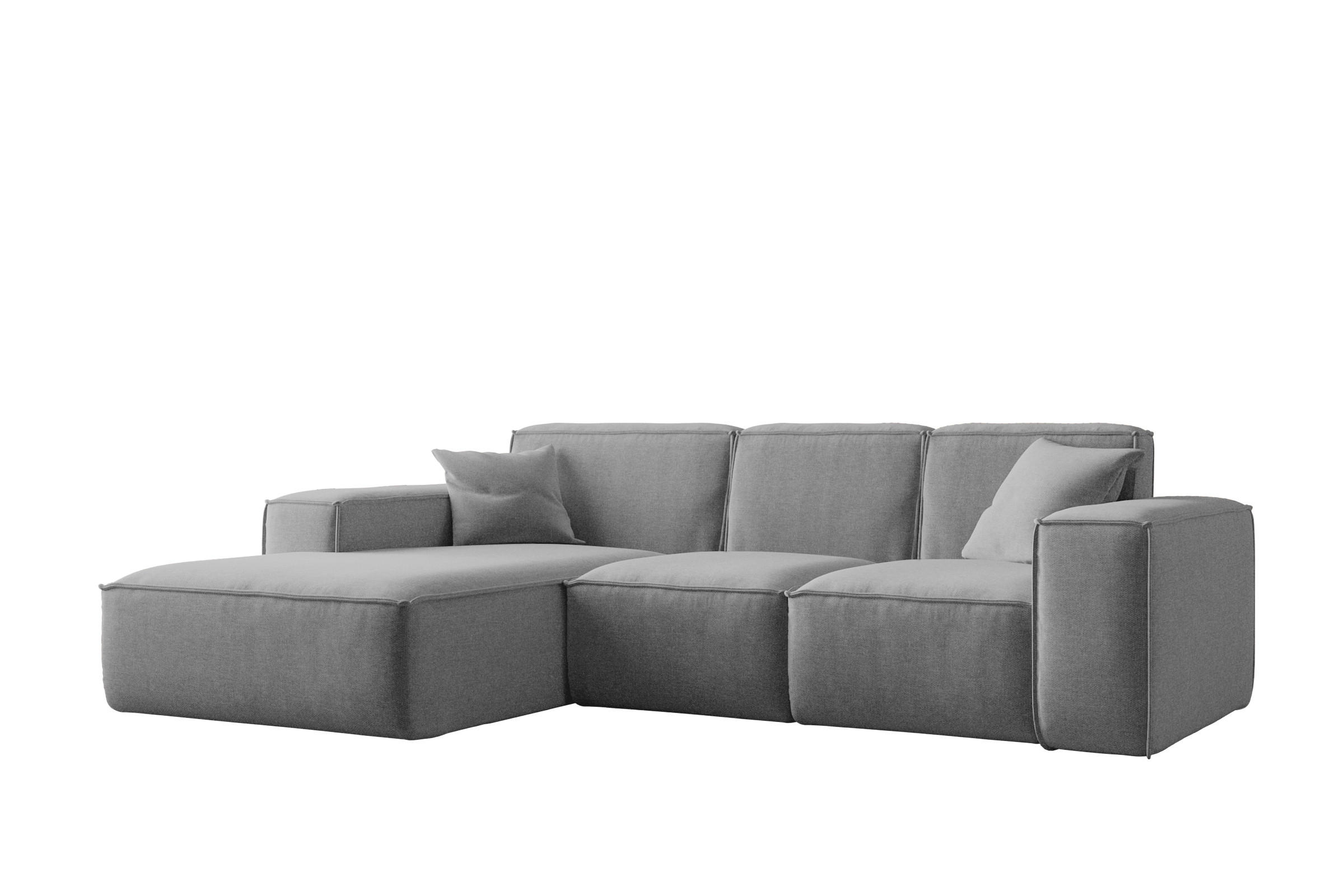 ECKSOFA L-Form Siena Stoff Maloy Grau Links - Grau, Holz (165/266cm) - Kaiser Möbel