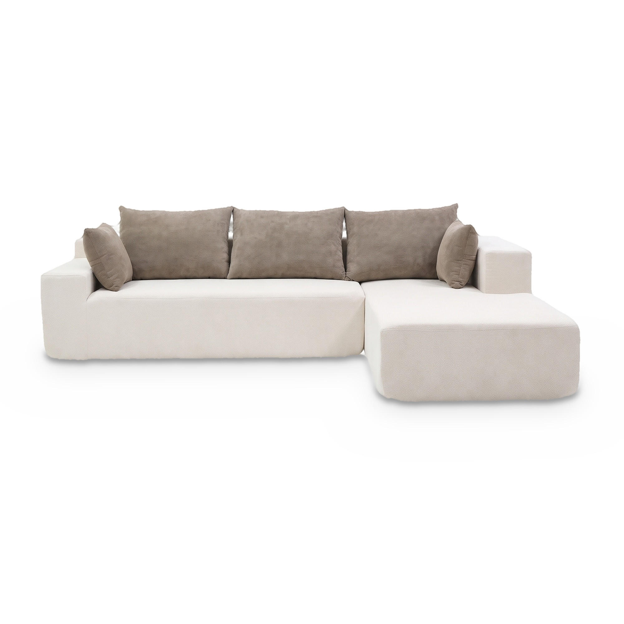 ECKSOFA Luna Weiß Sand 3-Sitzer Rechts - Beige, Textil (267/175cm) - COCO Living