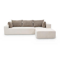 ECKSOFA Luna Weiß Sand 3-Sitzer Rechts - Beige, Textil (267/175cm) - COCO Living