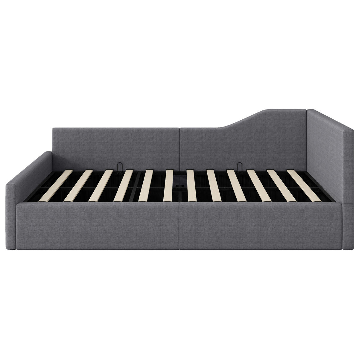 POLSTERBETT 140/200 cm Grau mit Stauraum und Leinenpolsterung - Grau, Holzwerkstoff (140/200cm) - OKWISH