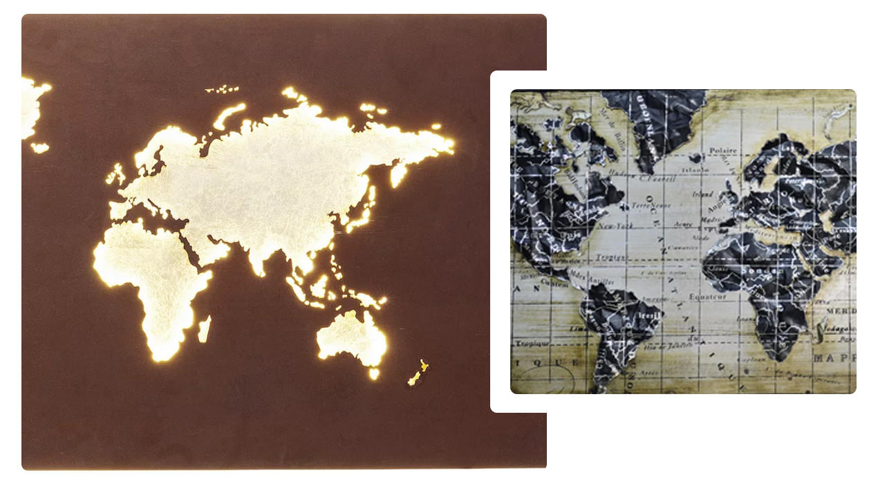 Wandgestaltung im Wohnzimer - Globtrotter Bilder and der Wand, Weltkarte