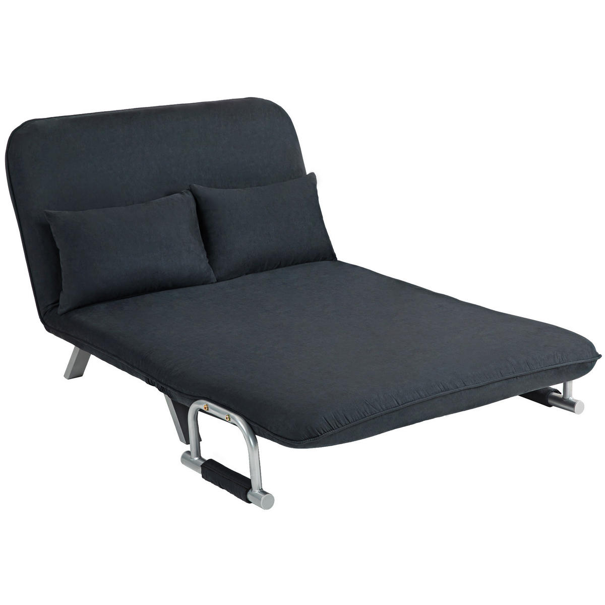 SCHLAFSOFA DE-08174 5-fach verstellbar, Wildlederimitat Schwarz - Schwarz, Metall (111/78/80cm) - ComfortXL