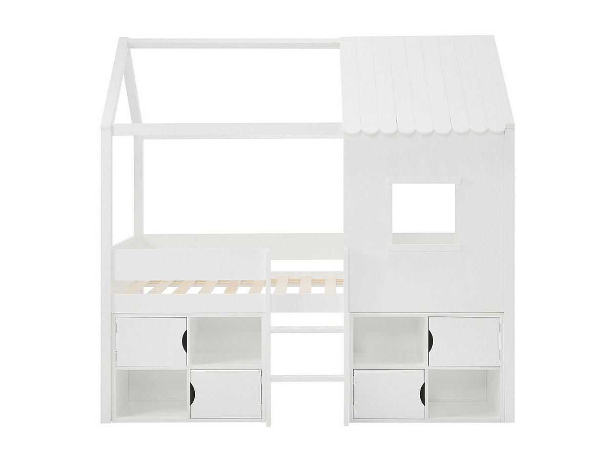 HAUSBETT - 1 Person - Holz, Platte, Holz, Platte - Weiß - - Weiß, Holz (90/190cm) - Vente-Unique