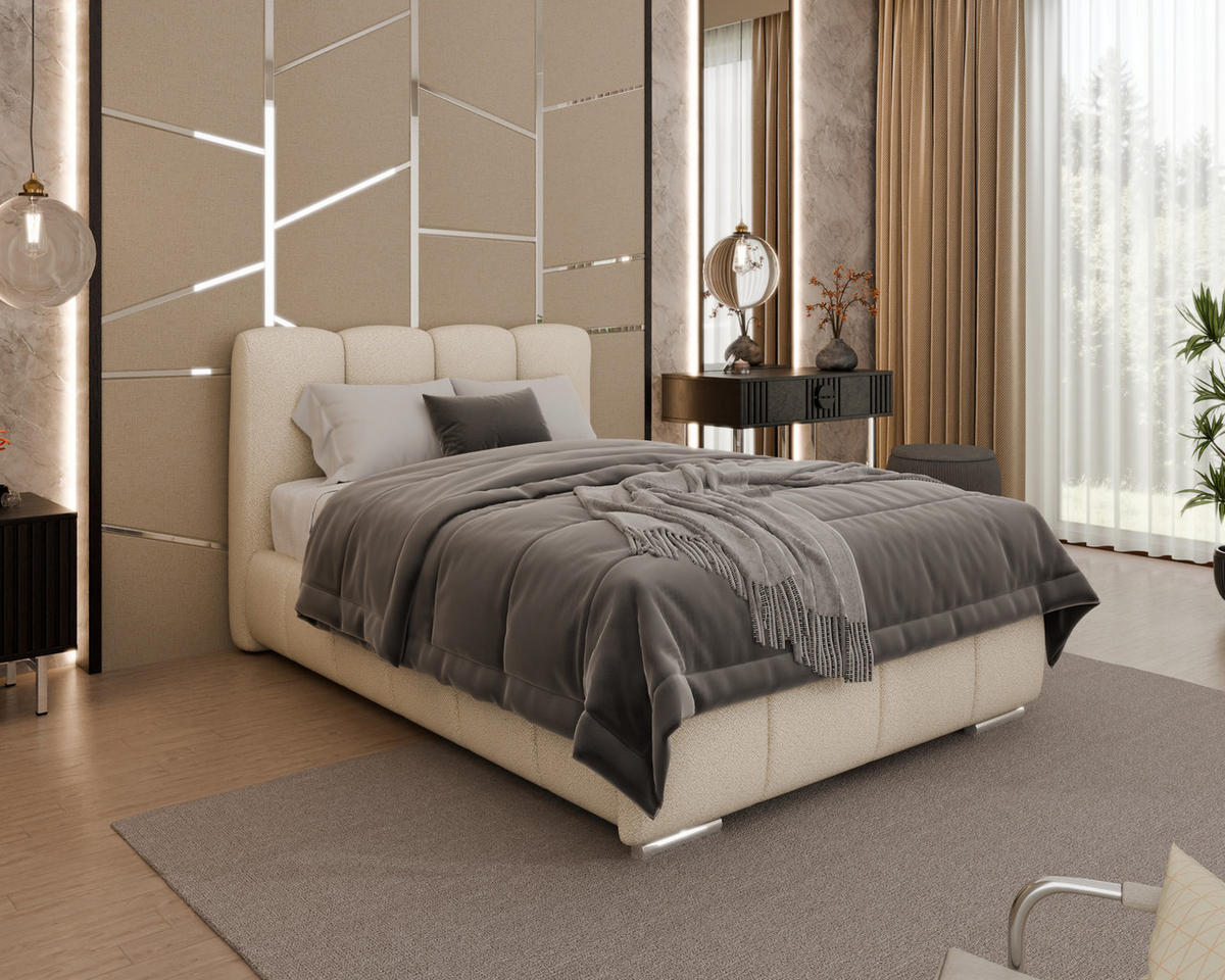 POLSTERBETT Zaira 120x200cm – Elegantes Polsterbett für modernen Wohnstil , ohne matratze, beige - Beige, Holz (90/200cm) - Homesy
