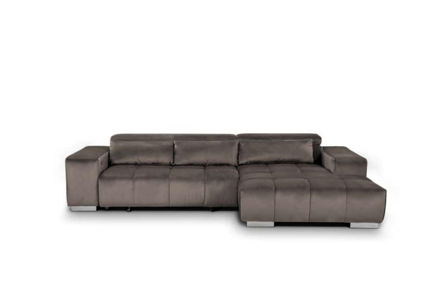 ECKSOFA mit elektrischem Sitzvorschub und verstellbaren Kopflehnen - Chromfarben/Silberfarben, Textil (186/307cm) - Cotta