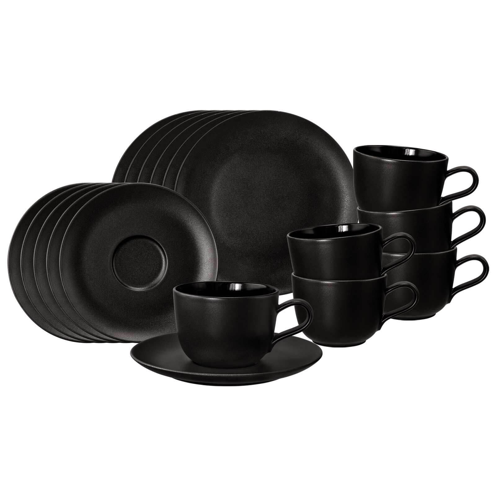 KAFFEESERVICE Liberty Velvet Black schwarz 18er Set - Schwarz, Keramik (1/1/1cm) - Seltmann Weiden