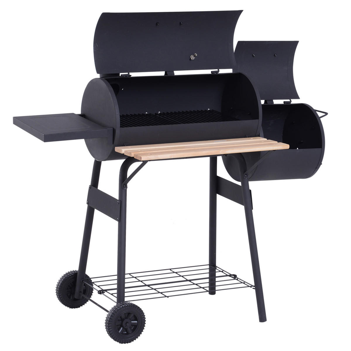 HOLZKOHLEGRILL DE-18258 Schwarz - Schwarz, Metall (53/108/124cm) - ComfortXL