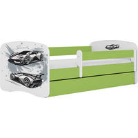 KINDERBETT Emily mit Schublade und Matratze, Grün 70x140 cm - Schwarz/Grün, Holzwerkstoff (140/70cm) - WFL GROUP