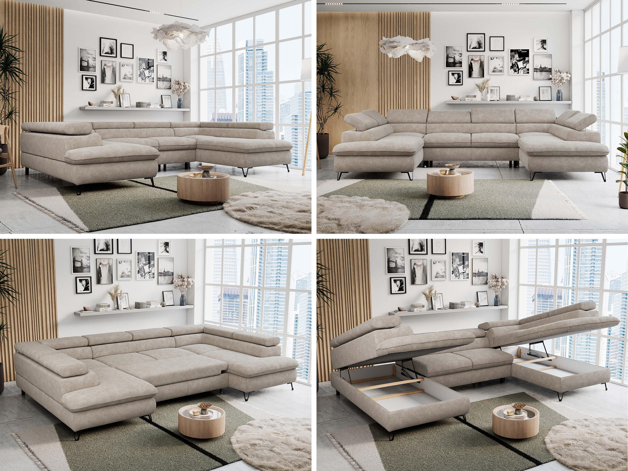 Thumbnail - MKS Wohnlandschaft, Beige, Textil, 6-Sitzer, U-Form, 346x76x208 cm, Wohnzimmer, Sofas & Couches, Wohnlandschaften, Wohnl...