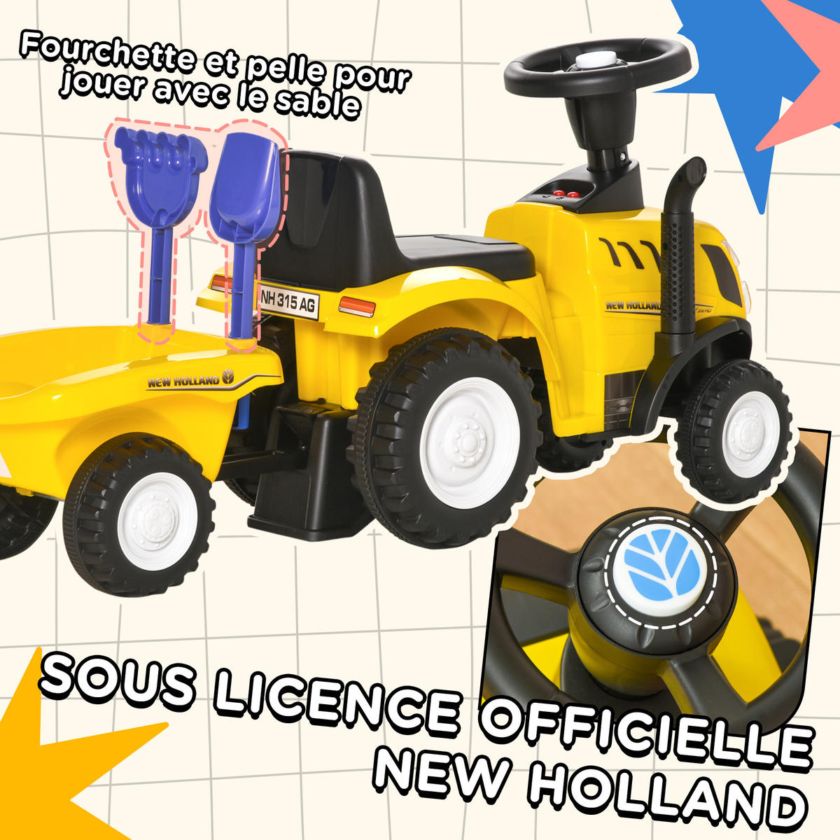 PORTEURTRAKTOR DE-13069 Licht & Sound Gelb - Gelb, Kunststoff (91/29/44cm) - ComfortXL