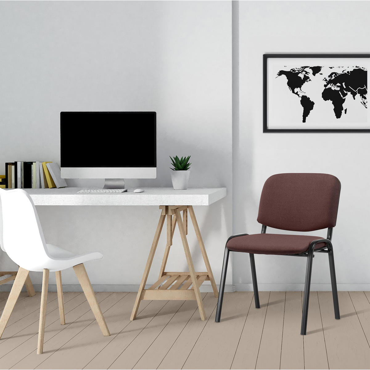 BESUCHERSTUHL Stoff braun - Braun, Textil/Metall (53/83/53cm) - CLP