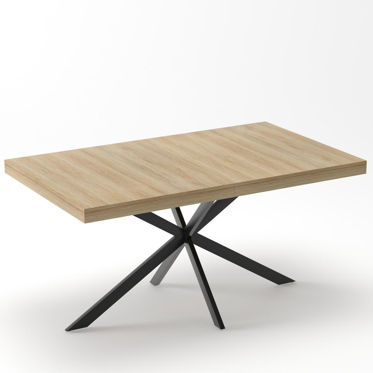 ESSTISCH Ausziehbar mit Verstecktem Stauraum Rechteckig für Esszimmer Küche Wohnzimmer Natur 140 bis 180 cm - Schwarz/Naturfarben, Holzwerkstoff/Metall (180/80/76cm) - EVRYAE