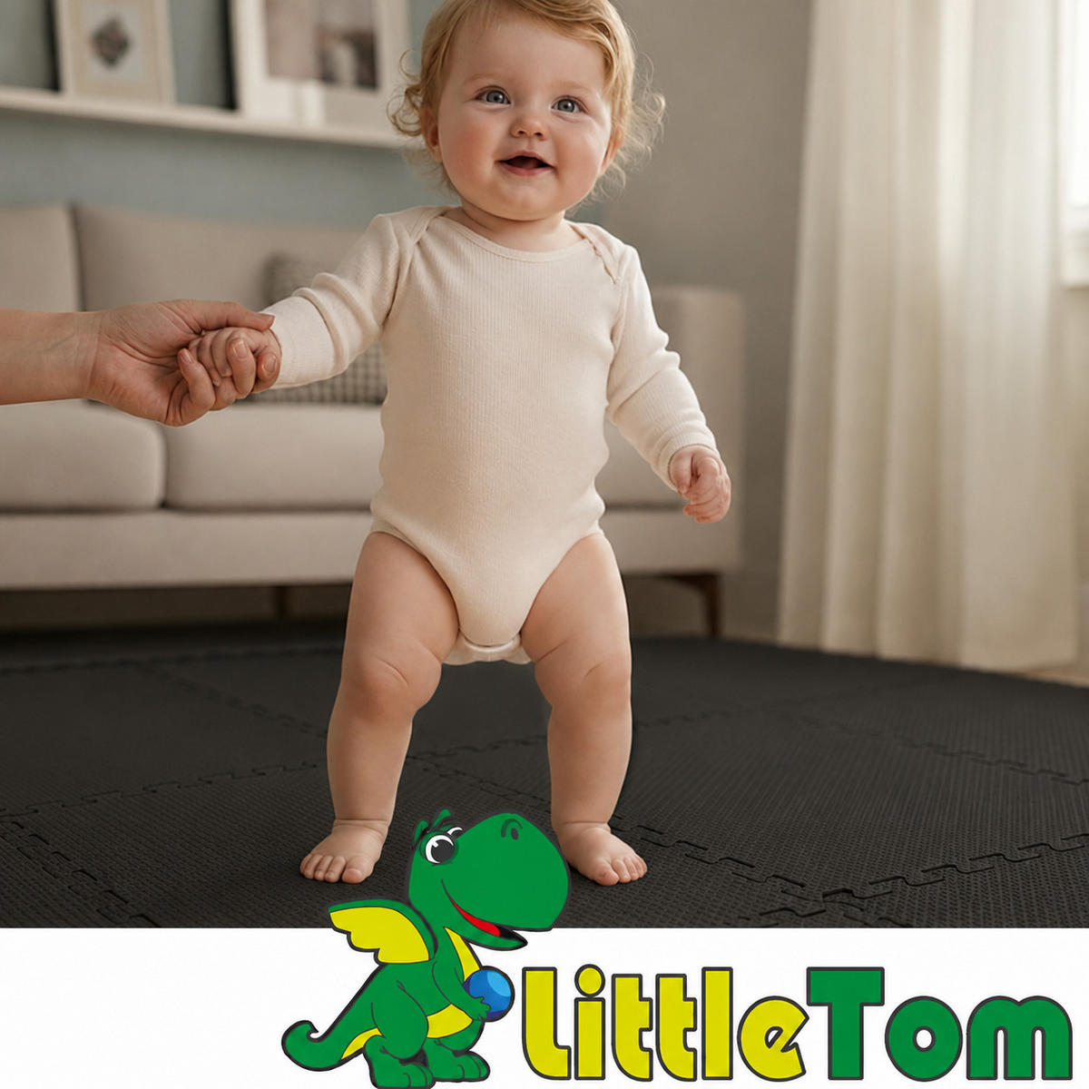 SPIELMATTE ab Null 90 cm Baby Puzzlematte Schwarz - Schwarz, Kunststoff (30/30cm) - Littletom