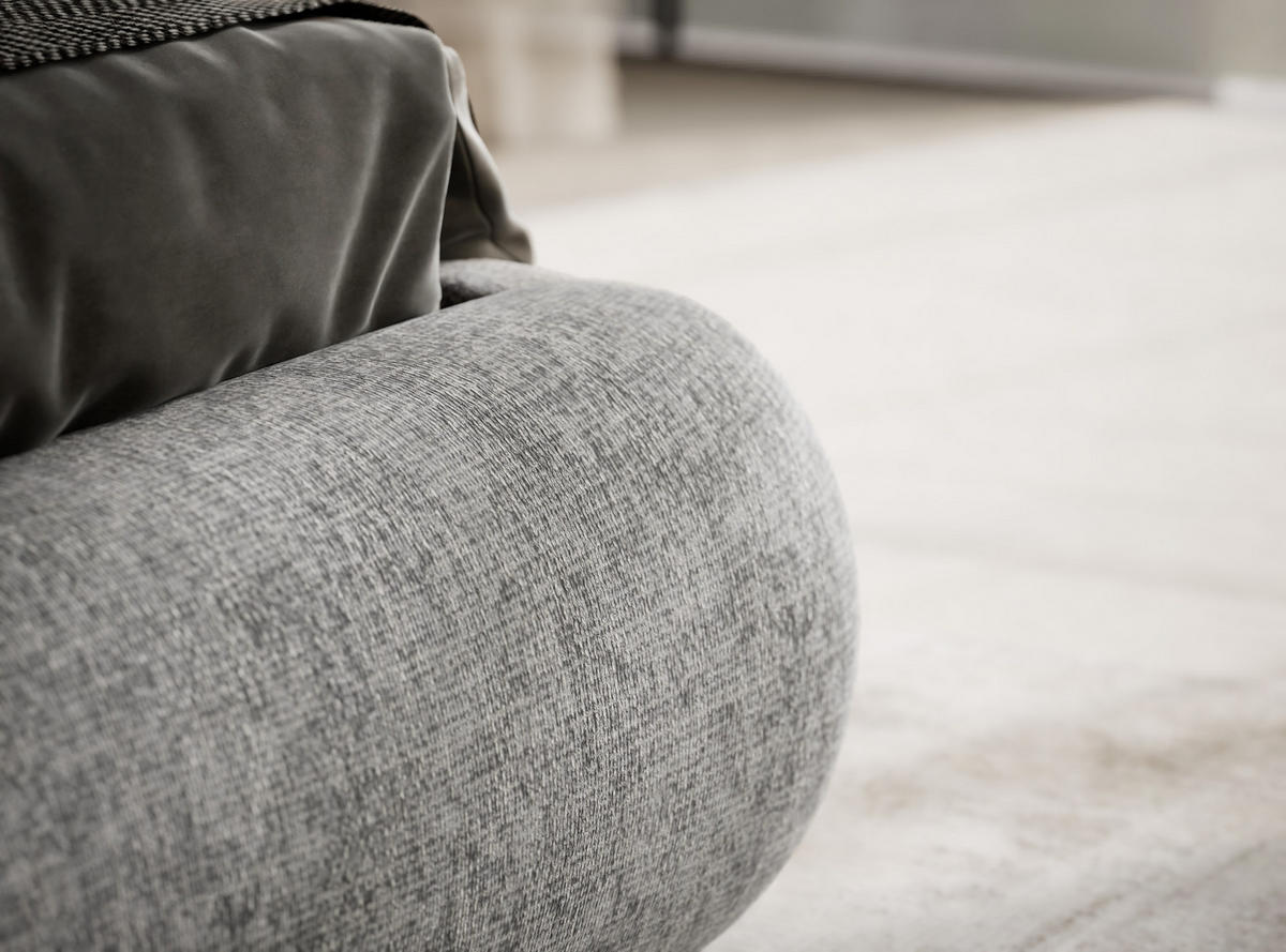 POLSTERBETT Maumere Grau 140/200 cm im Chenille-Stoff - Schwarz/Naturfarben, Holz/Holzwerkstoff (140/200cm) - Maison de Reve