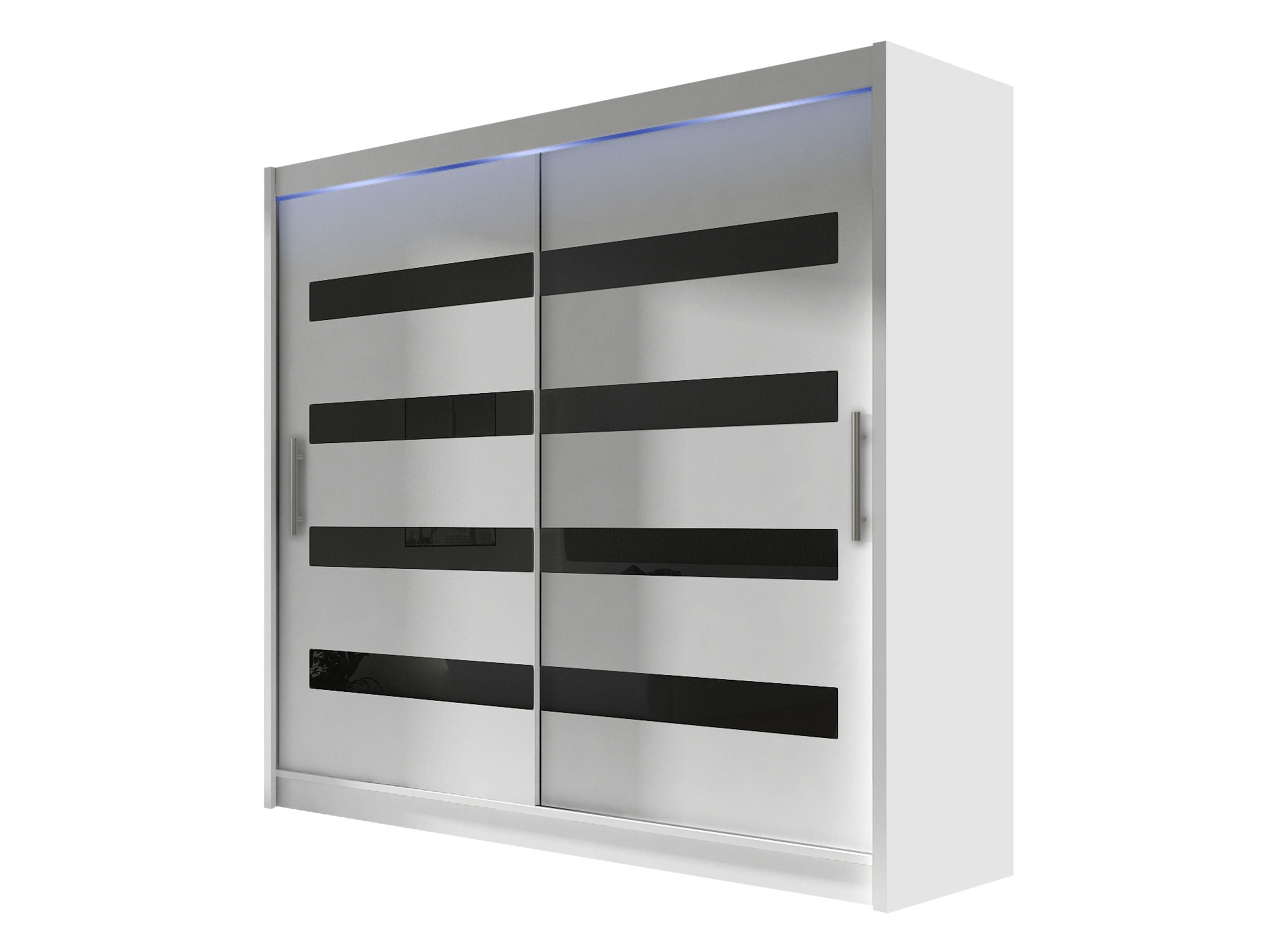 KLEIDERSCHRANK London XI, mit RGB LED Beleuchtung - Silberfarben/Weiß, Holzwerkstoff/Kunststoff (180/215/58cm) - MIRJAN24