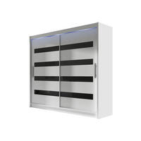 KLEIDERSCHRANK London XI, mit RGB LED Beleuchtung - Silberfarben/Weiß, Holzwerkstoff/Kunststoff (180/215/58cm) - MIRJAN24