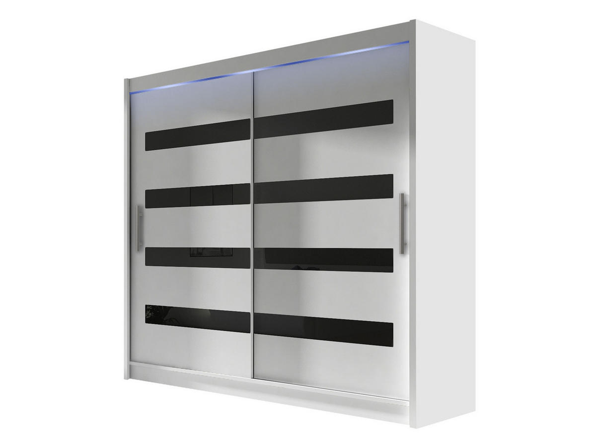 KLEIDERSCHRANK London XI, mit RGB LED Beleuchtung - Silberfarben/Weiß, Holzwerkstoff/Kunststoff (180/215/58cm) - MIRJAN24