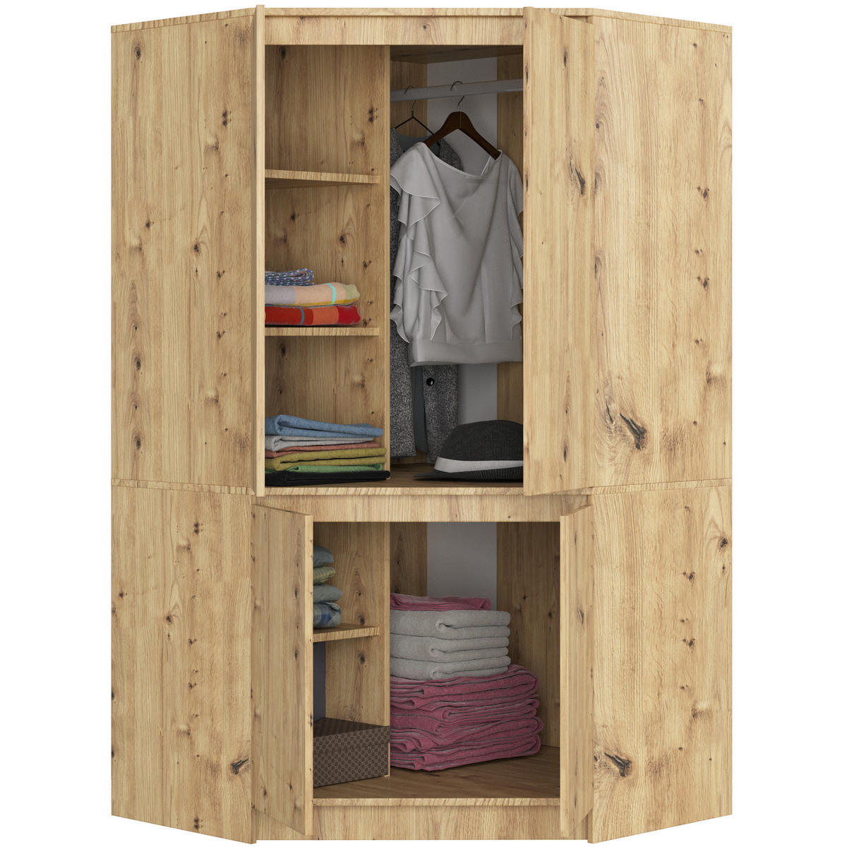 KLEIDERSCHRANK Eiche Artisan 180/100/50 - Eiche Artisan, Holzwerkstoff (100/180/50cm) - RAUMHIRSCH FURNITURE