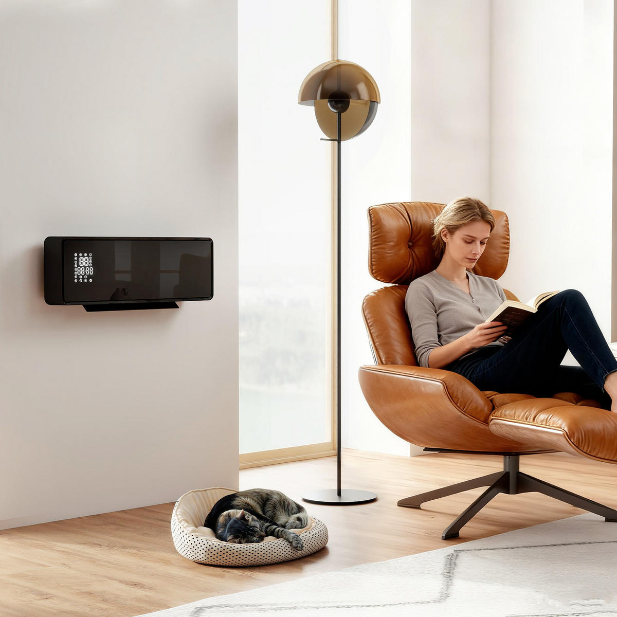 WANDHEIZLÜFTER DE-17062 Keramik PTC 1000/2000 W mit Timer Schwarz - Schwarz, Kunststoff (18.7/12.3/54cm) - ComfortXL