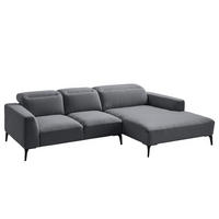 ECKSOFA mit Longchair - Schwarz/Grau, Textil/Metall (265/180cm) - home24
